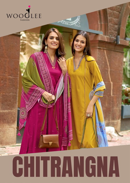 Chitrangna By Wooglee Barline Viscose Kurti With Bottom Dupatta Wholesale Online